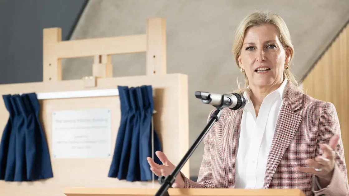 Duchess of Edinburgh speaking at the Verena Holmes building opening