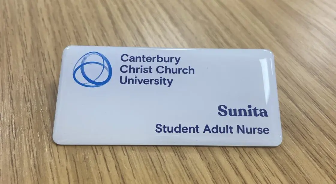 An example of a studing placement badge for an adult nursing student