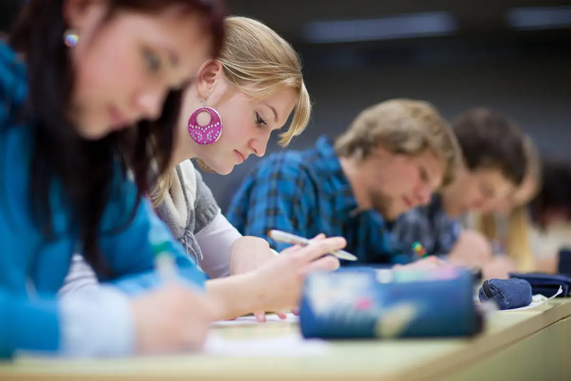 Students taking exams