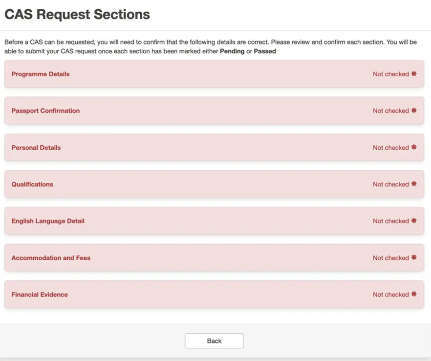 MyRecord CAS Requests section screenshot
