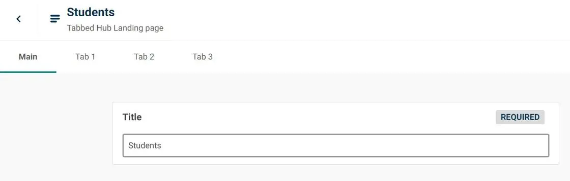 Tabbed hub landing page backend