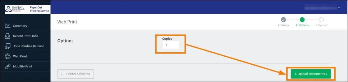 How to specify the number of copies in Web Print.